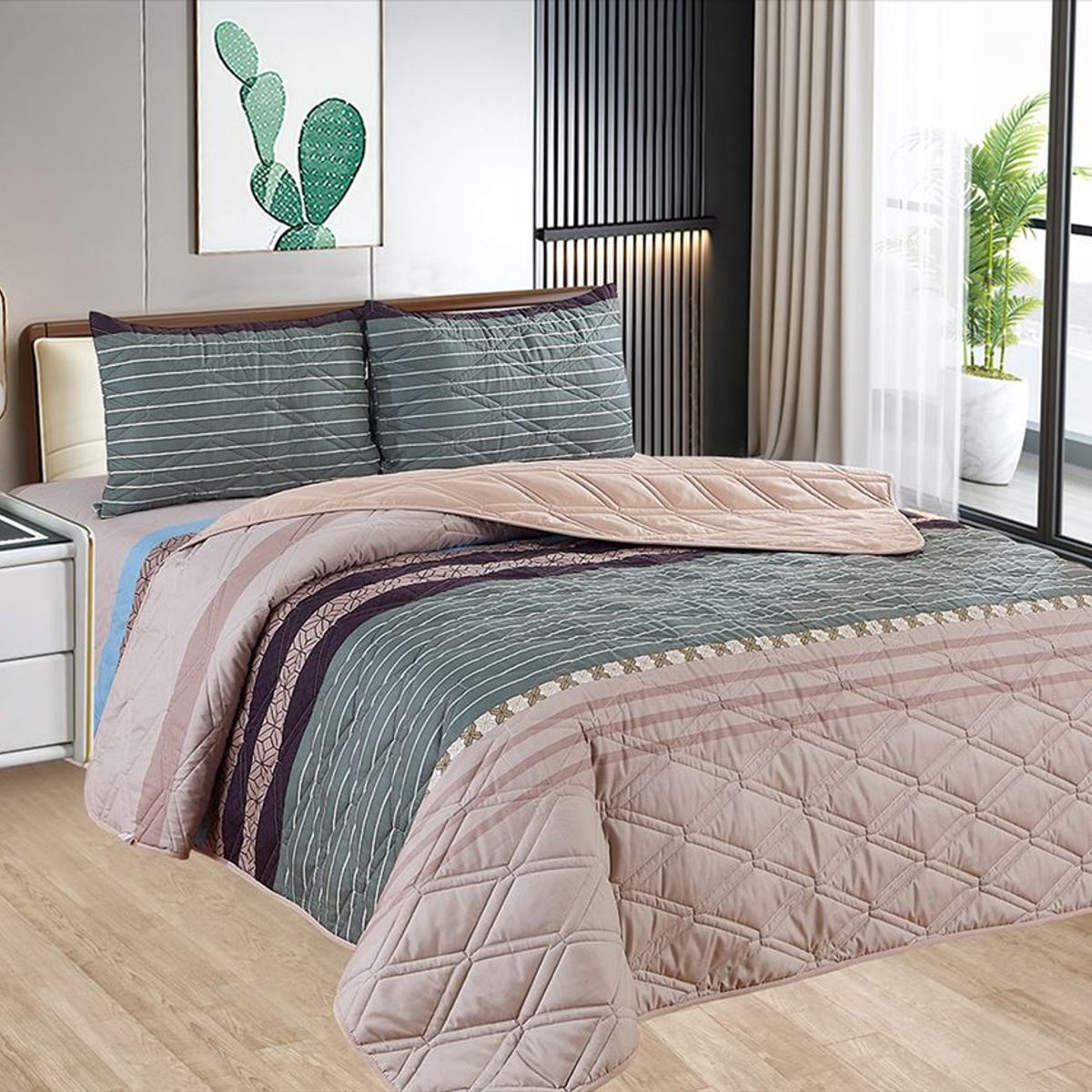 CASATEX - Cubrecama y Juego de Sábanas 2 Plz 100% Algodón - 5 Piezas