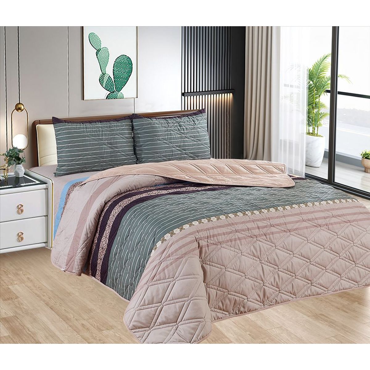 CASATEX - Cubrecama y Juego de Sábanas 2 Plz 100% Algodón - 5 Piezas