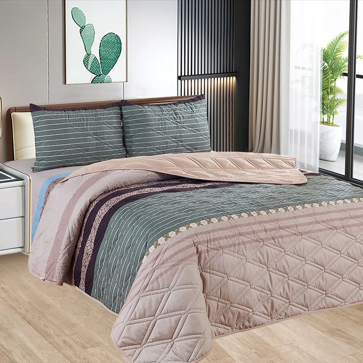 CASATEX - Cubrecama y Juego de sábanas Queen 100% Algodón - 5 Piezas