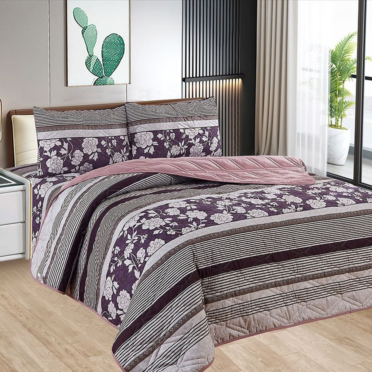 CASATEX - Cubrecama y Juego de sábanas King 100 % Algodón - 5 Piezas