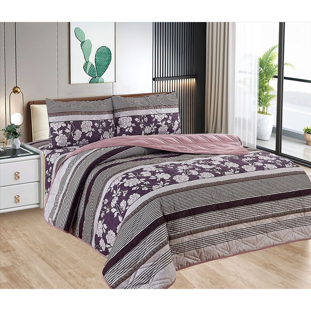 CASATEX - Cubrecama y Juego de sábanas King 100 % Algodón - 5 Piezas