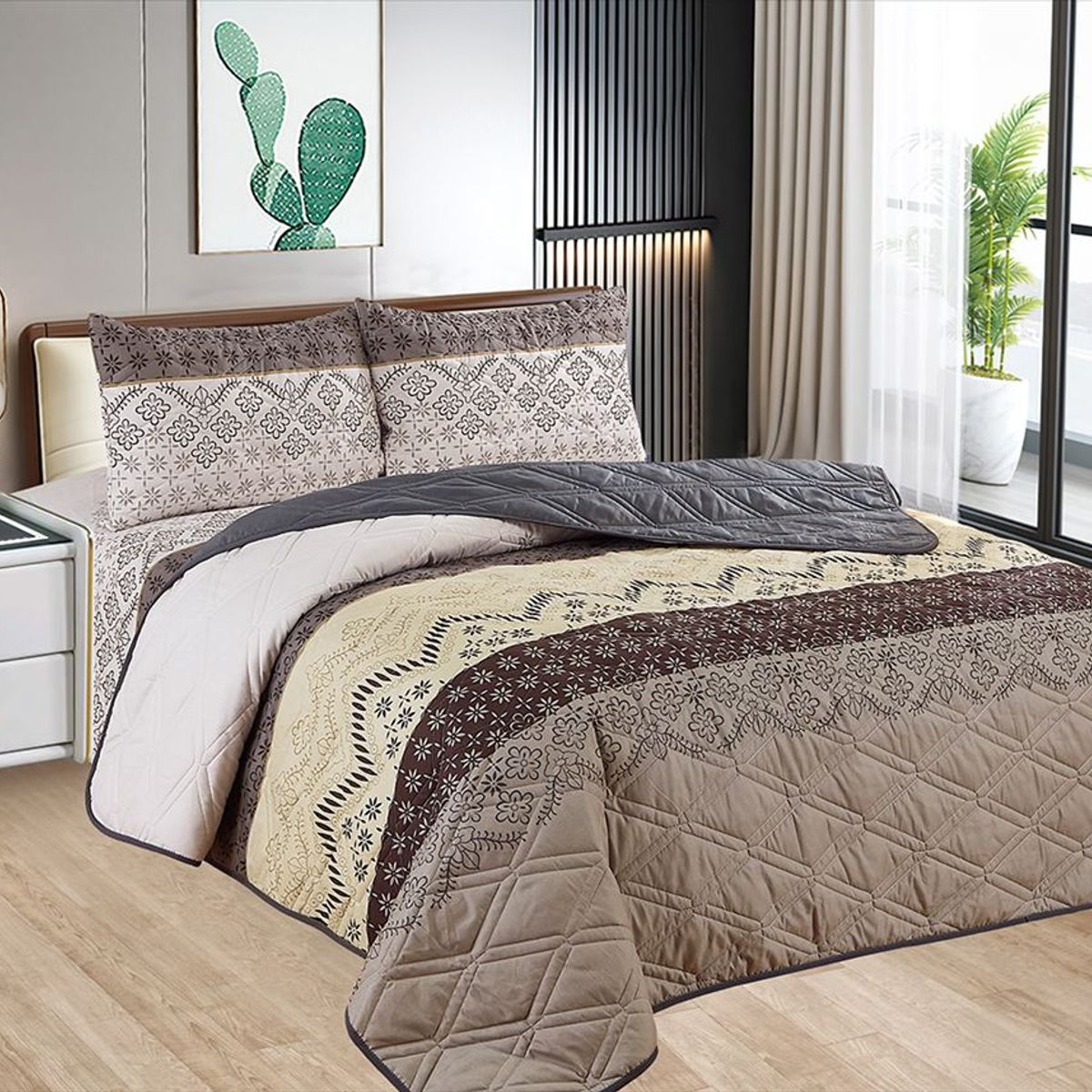 CASATEX - Cubrecama y Juego de sábanas King 100 % Algodón - 5 Piezas