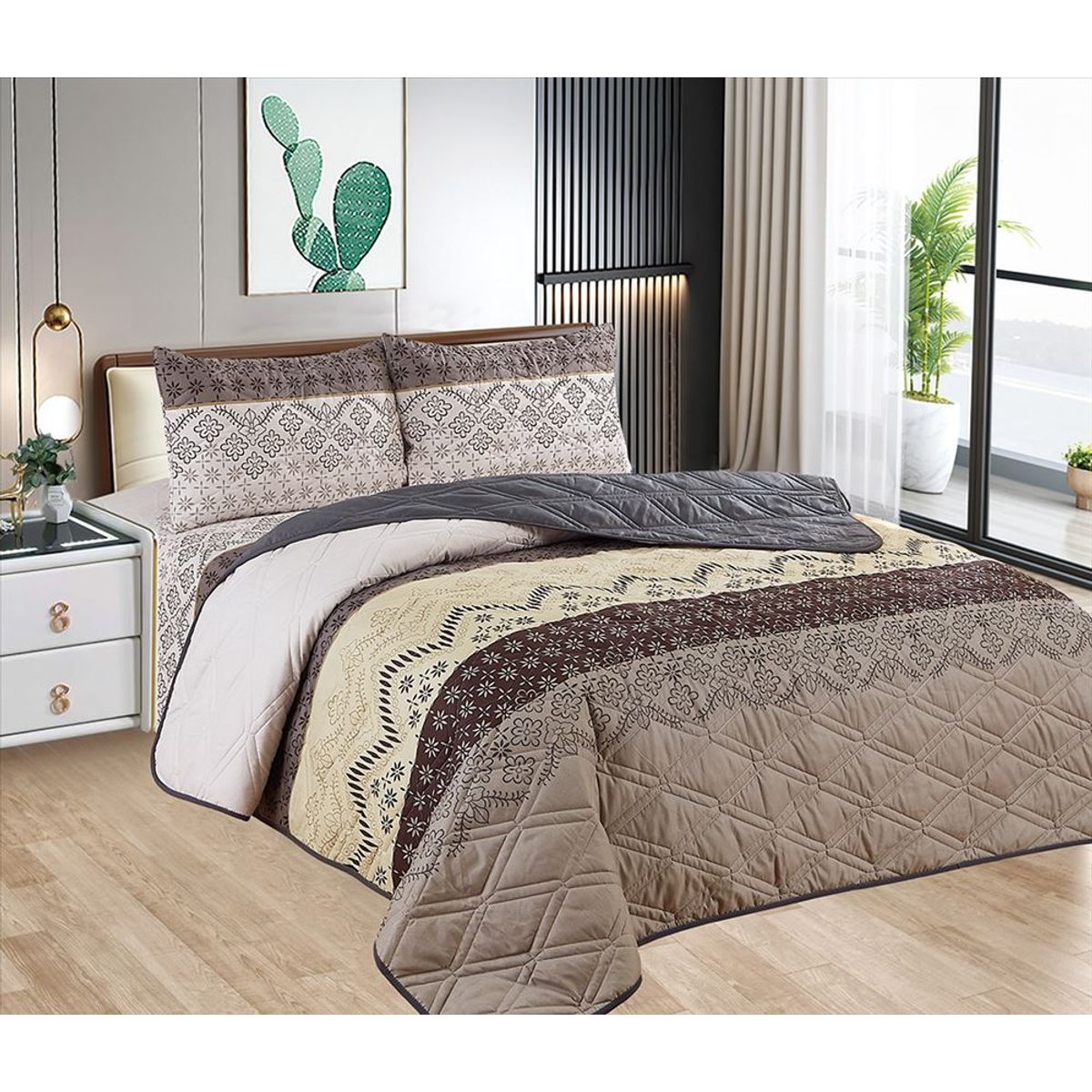 CASATEX - Cubrecama y Juego de sábanas King 100 % Algodón - 5 Piezas