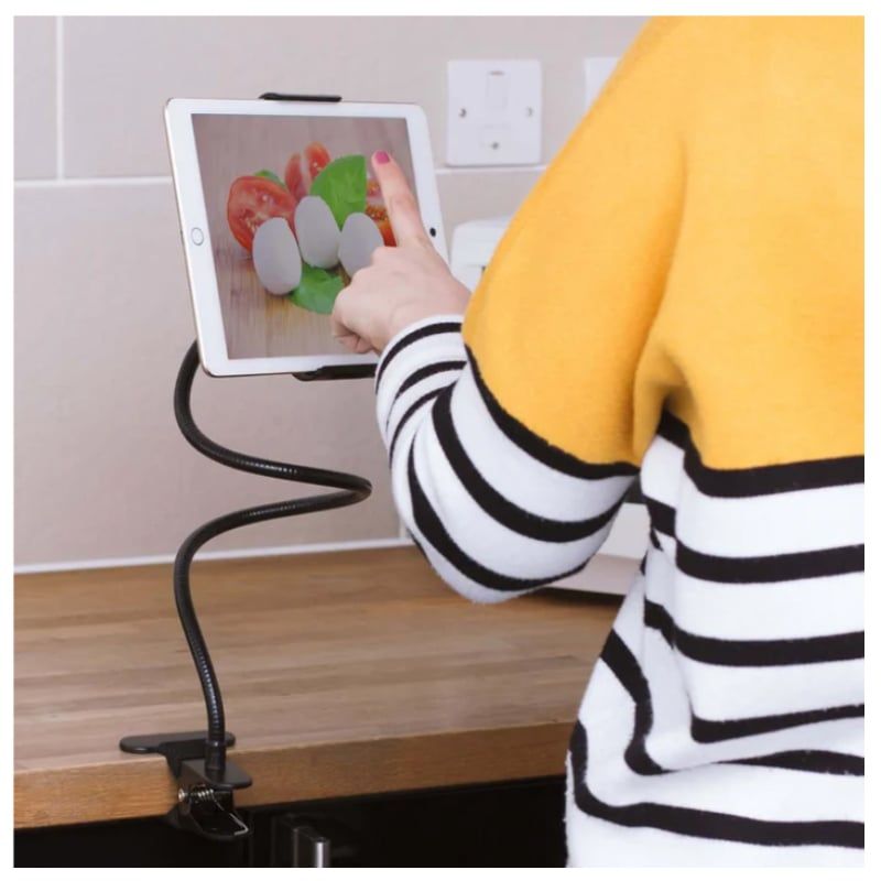 GENERICO - Soporte Brazo Movible 360 para Tablet e iPad Holder Ajustable Negro