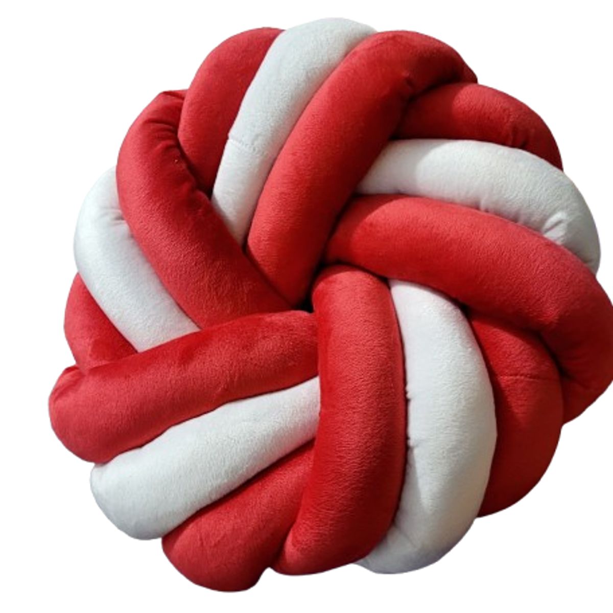 GENERICO - Cojín nudo plano terciopelo rojo y blanco