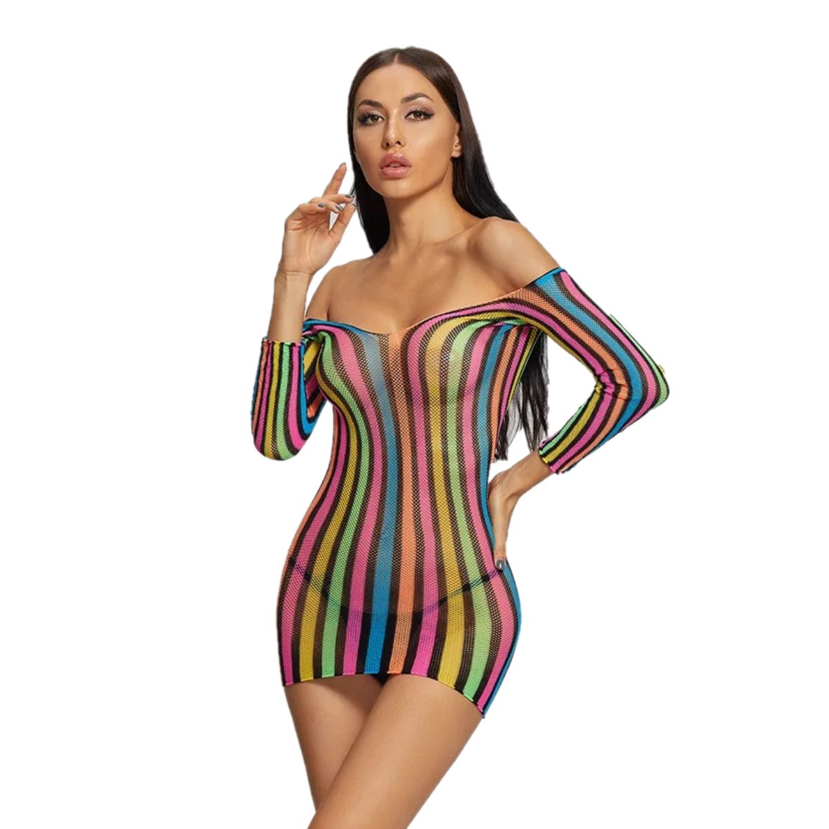GENERICO - Sexy vestido lencería multicolor tipo malla