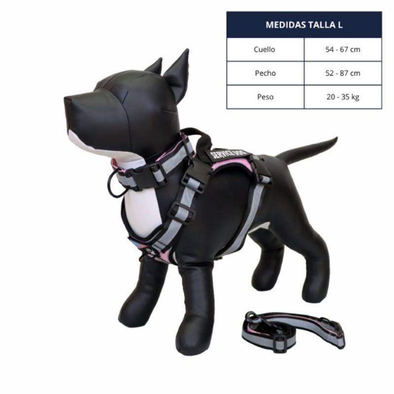 GENERICO - COLLAR Y PECHERA ROSA TALLA L TÁCTICA REFORZADA PARA PERRO