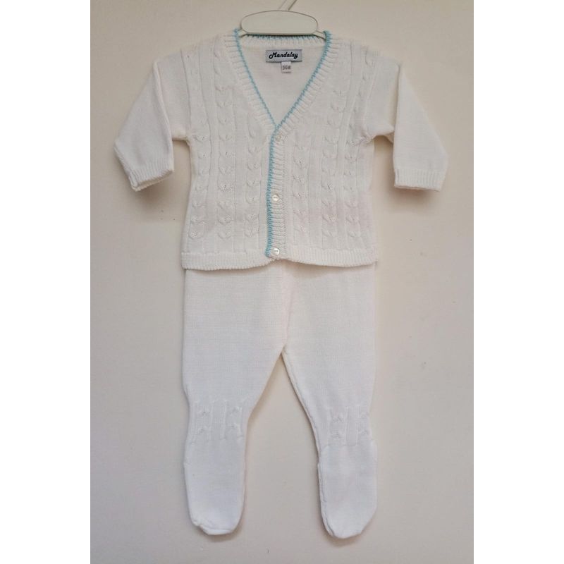 GENERICO - Conjunto Bebe Trenzas Chaqueta pantalon y gorro MANDALAY KNITS