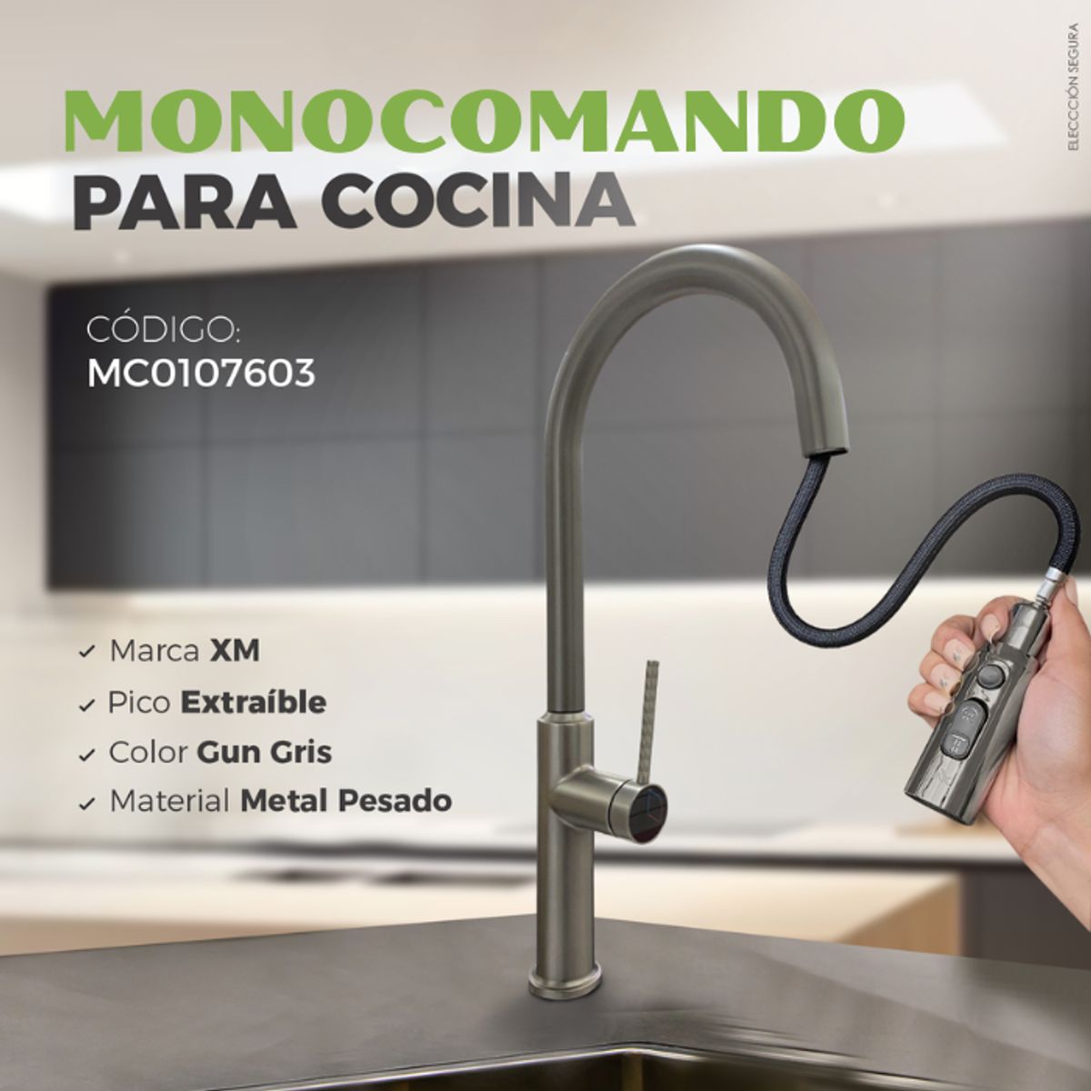 XM - MEZCLADORA DE COCINA EXTRAÍBLE GRIS MATE MC0107603