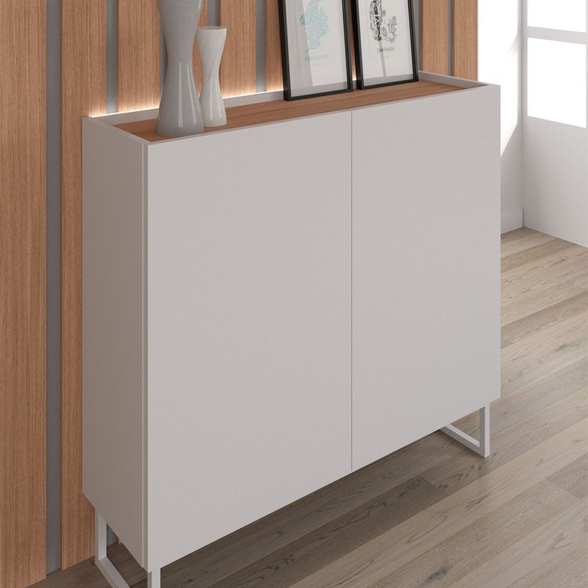 TU MESITA - Zapatera Minimalista Arequipa color Blanco 2 puertas TU MESITA