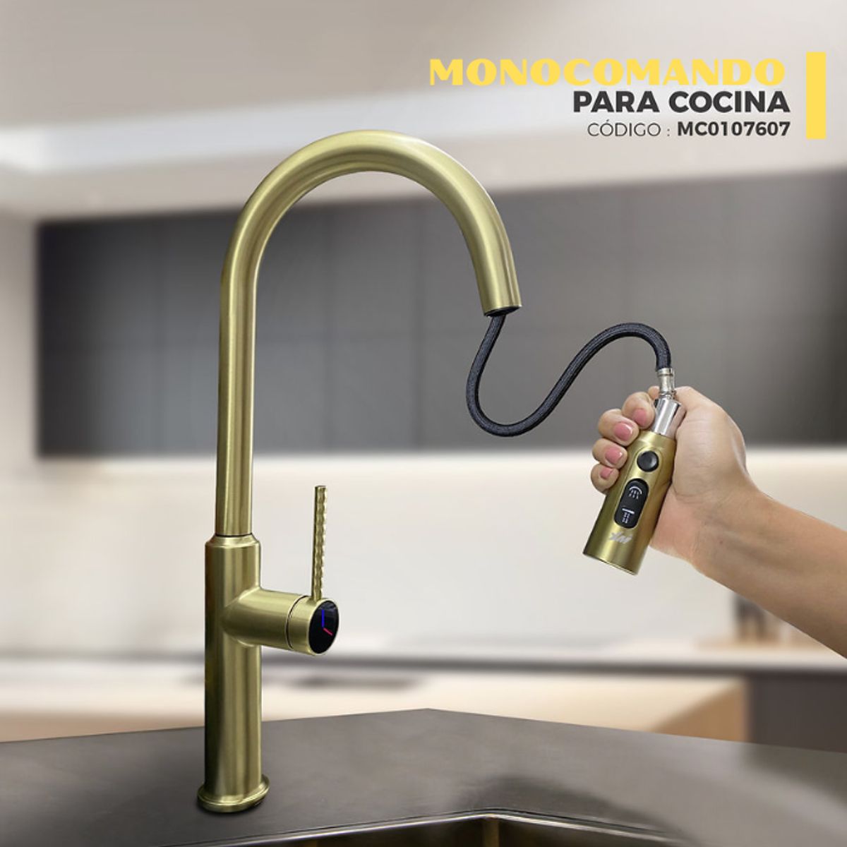 XM - MEZCLADORA DE COCINA EXTRAÍBLE DORADO  MATE MC0107607