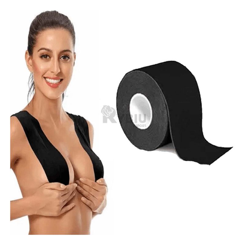 GENERICO - Boob Tape Cinta Discreta Negro Y+Envoltorio de Regalo