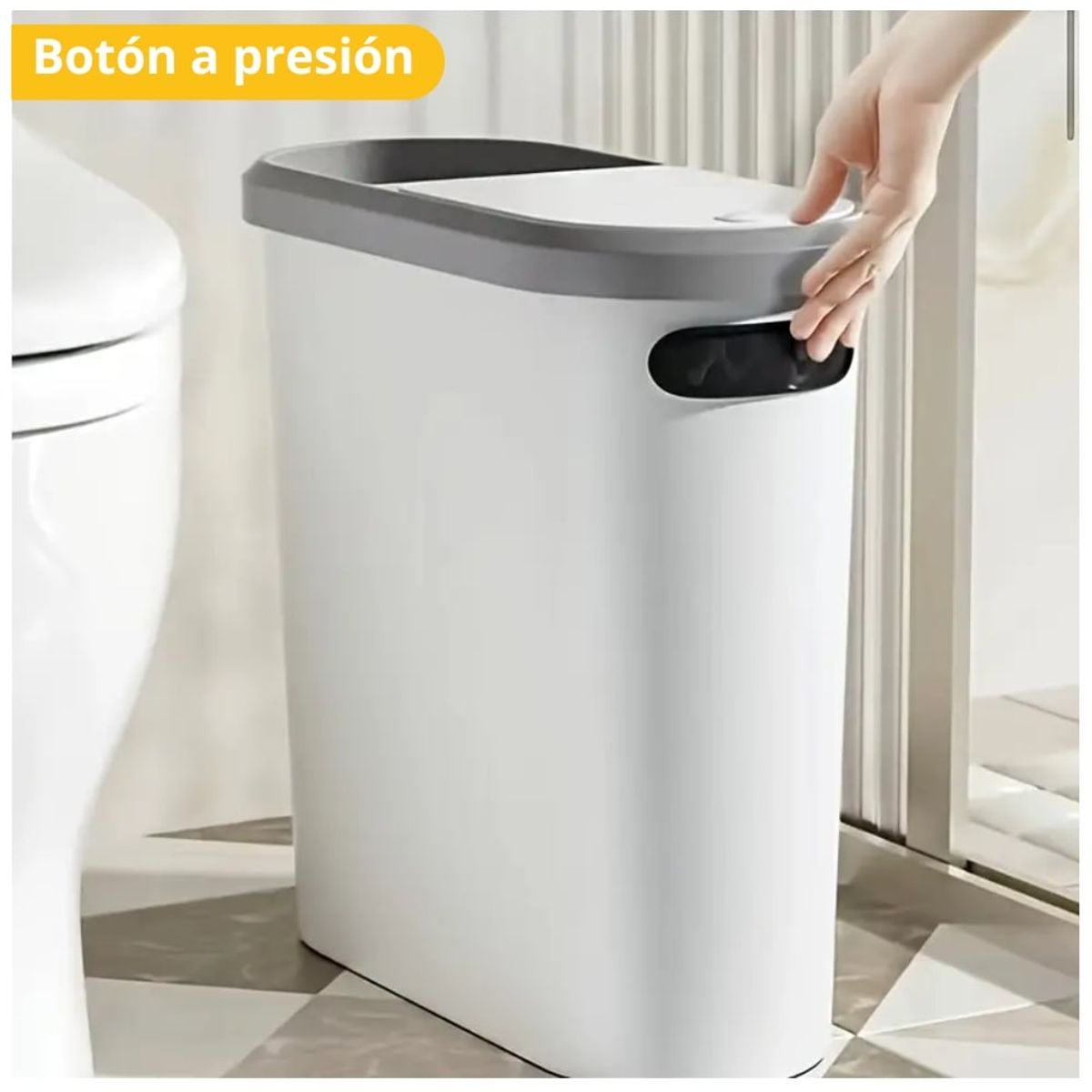 MINARI - Tacho de Basura Elegante con Botón a Presión Blanco T1B