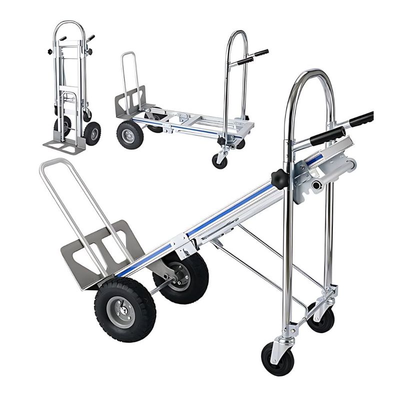 GENERICO - Carretilla Metálica Plegable 3 en 1 para Compras hasta 350Kg