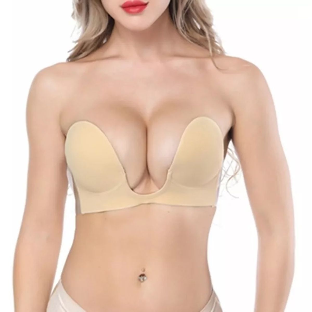 BRA - Brasier Bra Push Up Escote Profundo Straple Sin Espalda