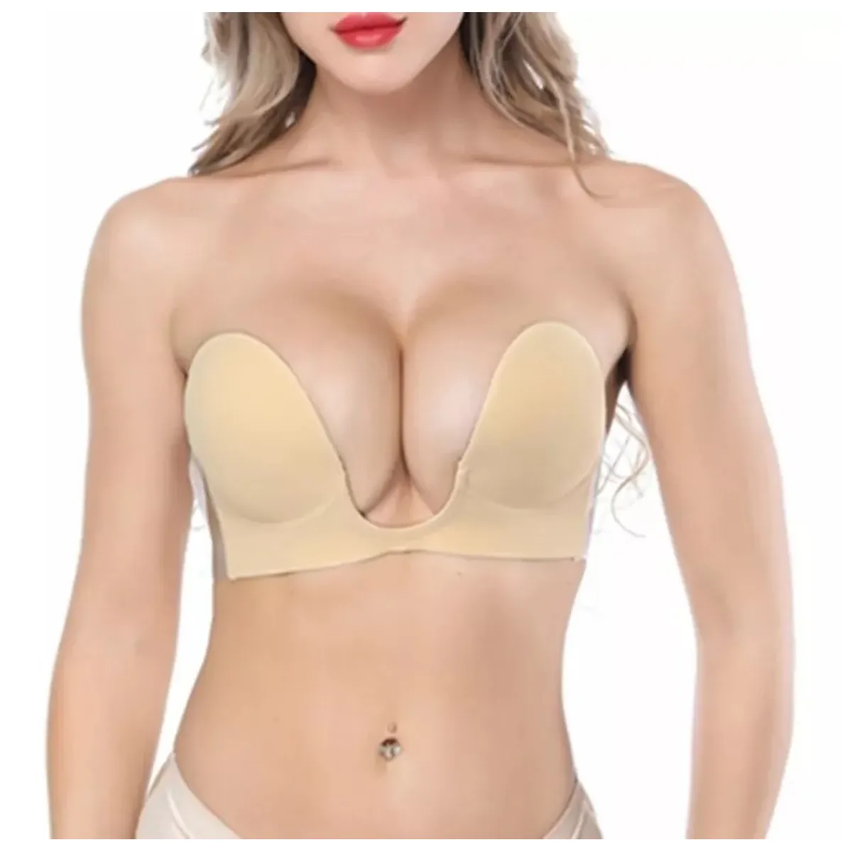 BRA - Brasier Bra Push Up Escote Profundo Straple Sin Espalda