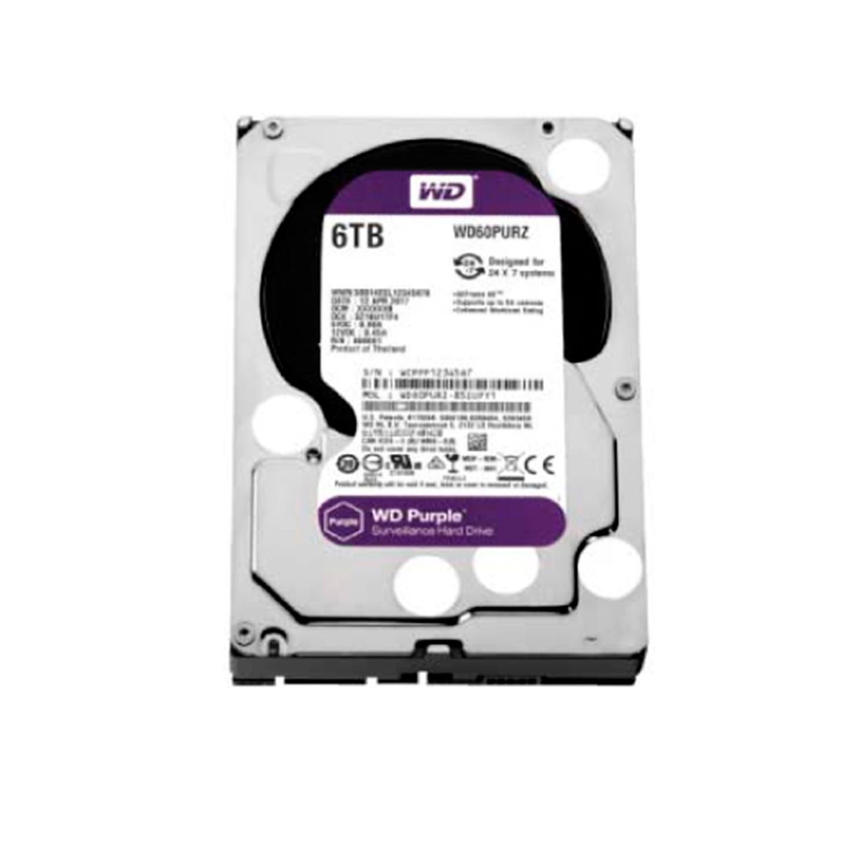 WESTERN DIGITAL - DISCO DURO WD PURPLE SURVEILLANCE 6TB 35 5400RPM PN WD60PURZ