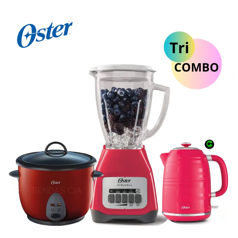 OSTER - TRICOMBO Arrocera + Hervidor y Licuadora BLSTKAGMP