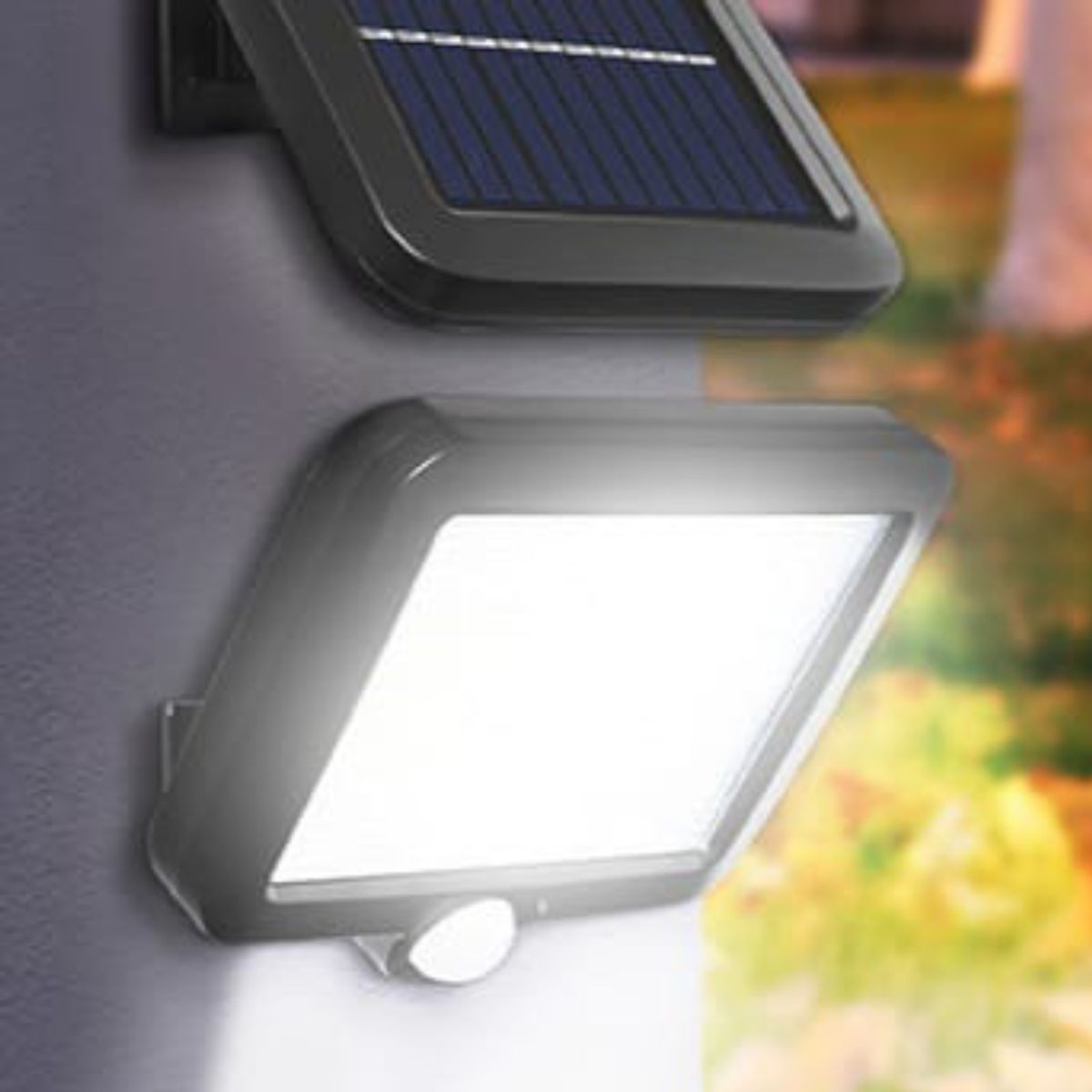 SEISA - Lampara Reflector LED con Panel Solar Sensor de Movimiento