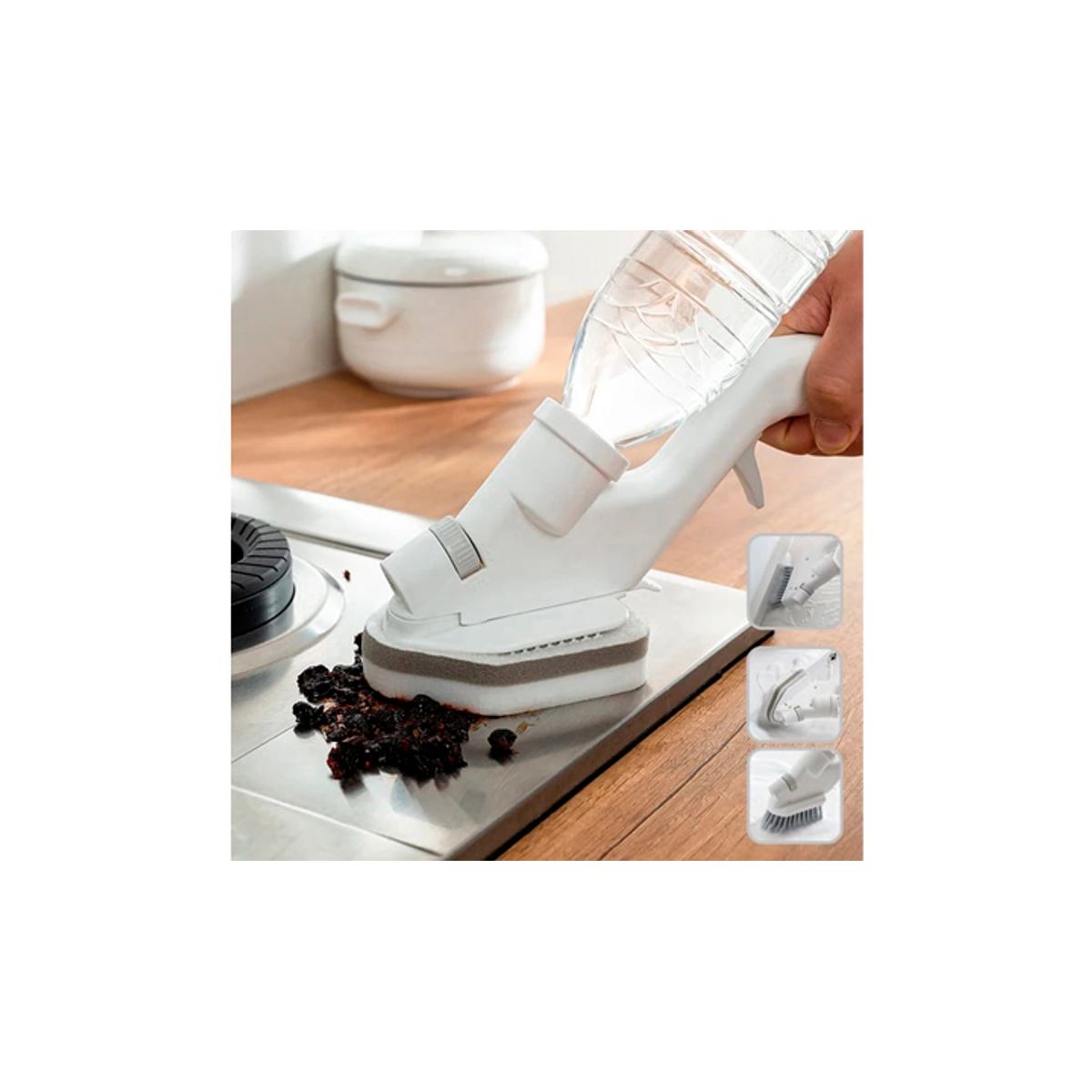 WELL BEING - Cepillo de limpieza multifunción 4 en 1 con spray