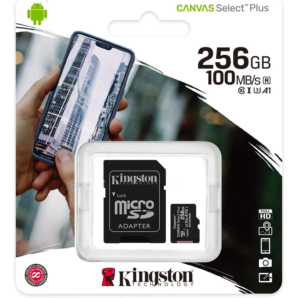 KINGSTON - MEMORIA MICRO SD KINSGTON DE 256GB 100MBs