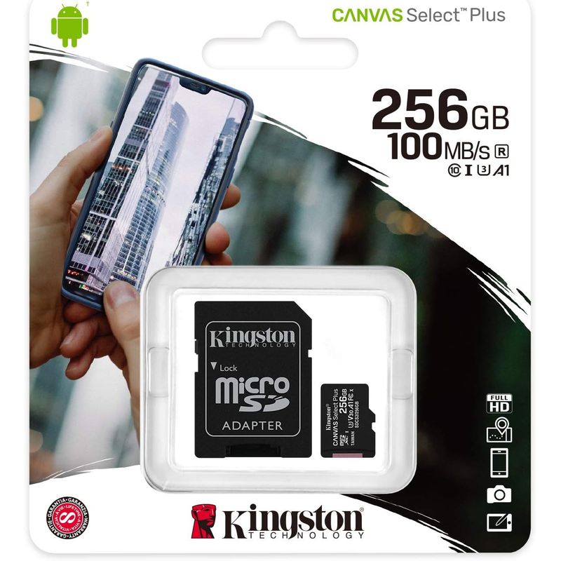 KINGSTON - MEMORIA MICRO SD KINSGTON DE 256GB 100MBs