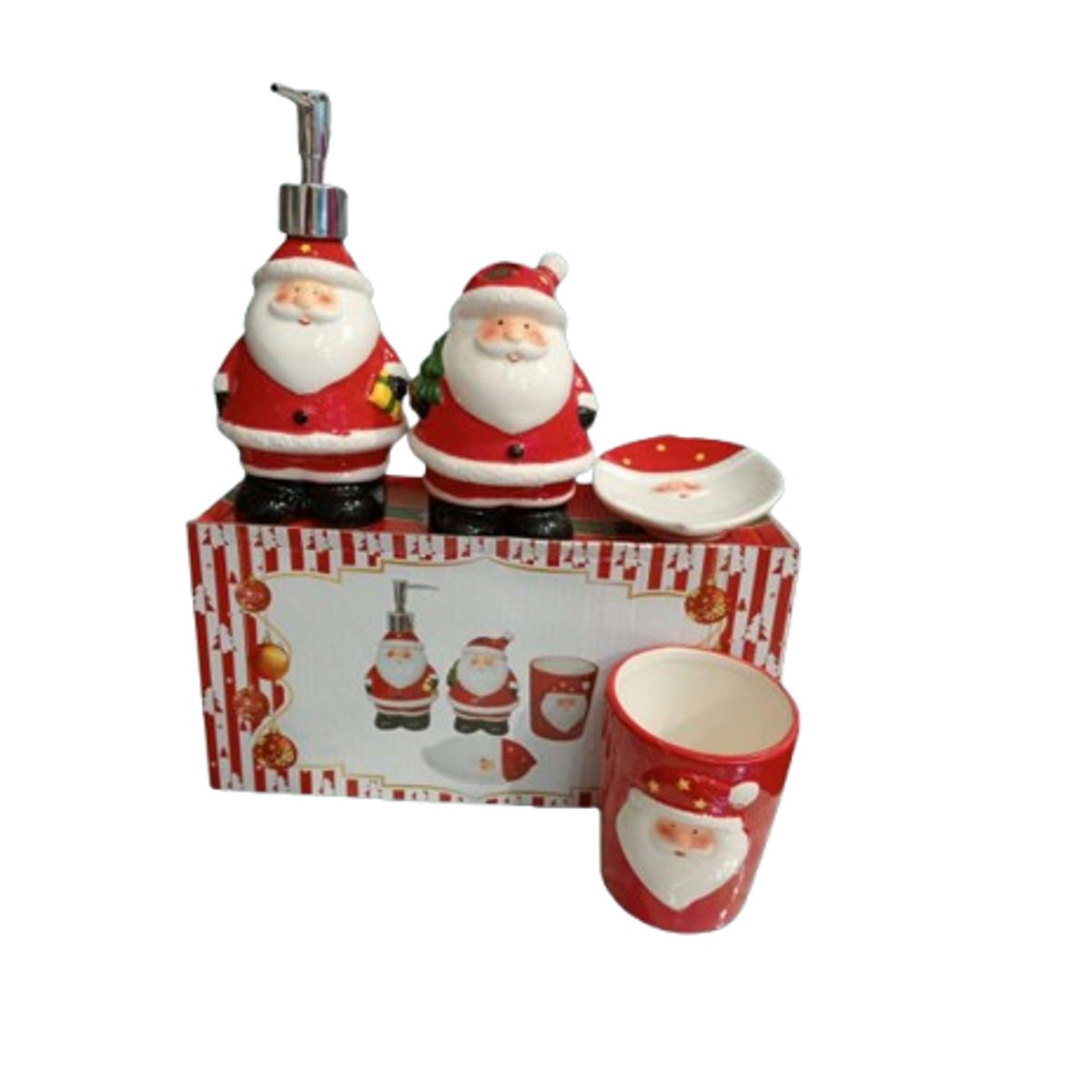 GENERICO - Set de Baño de 4 Piezas Navideño