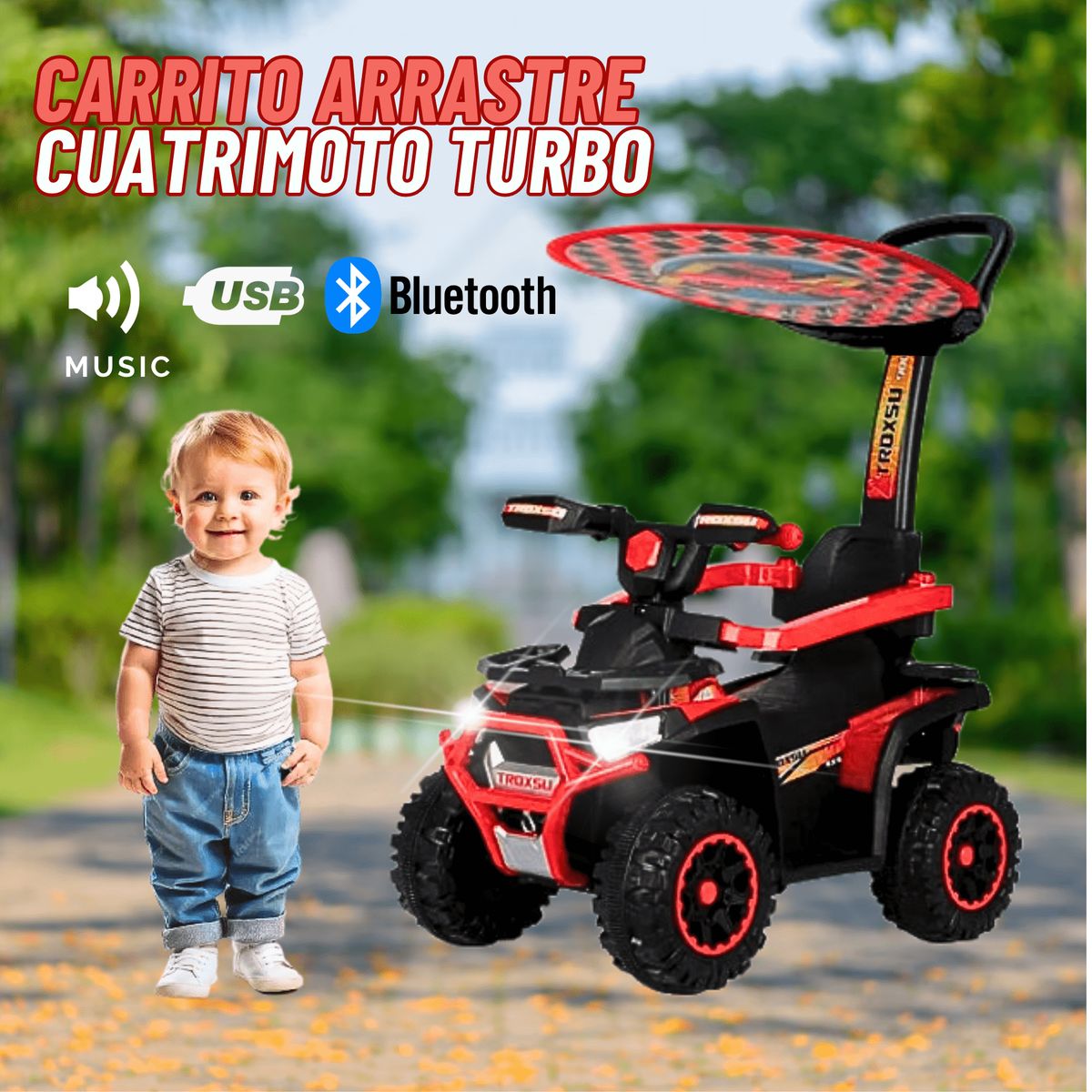 GENERICO - Carro de Juguete Arrastre Cuatrimoto Turbo para niño