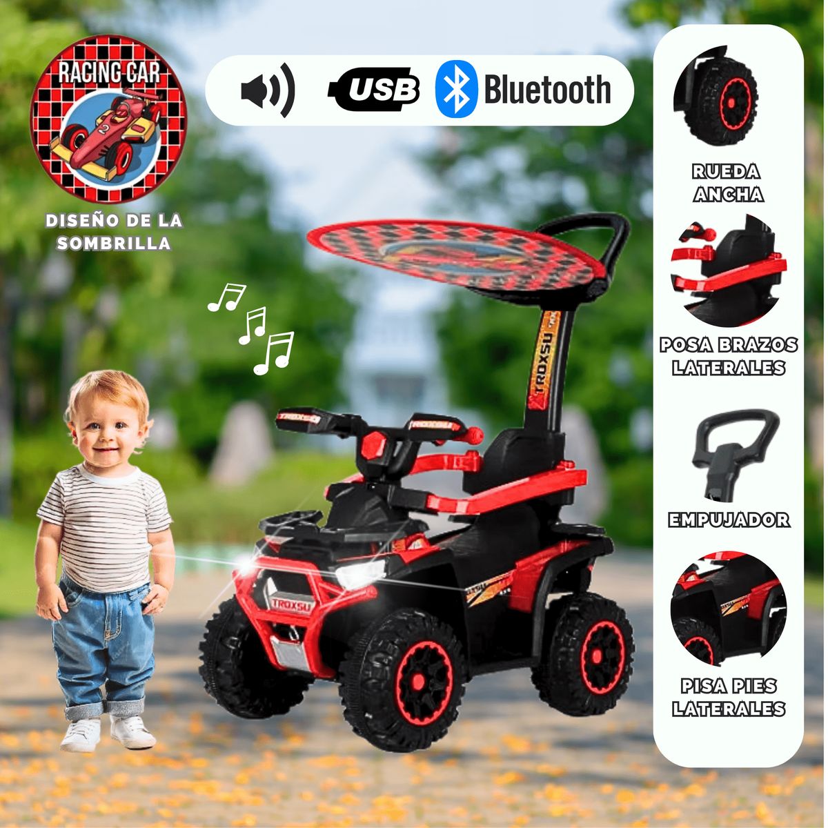 GENERICO - Carro de Juguete Arrastre Cuatrimoto Turbo para niño