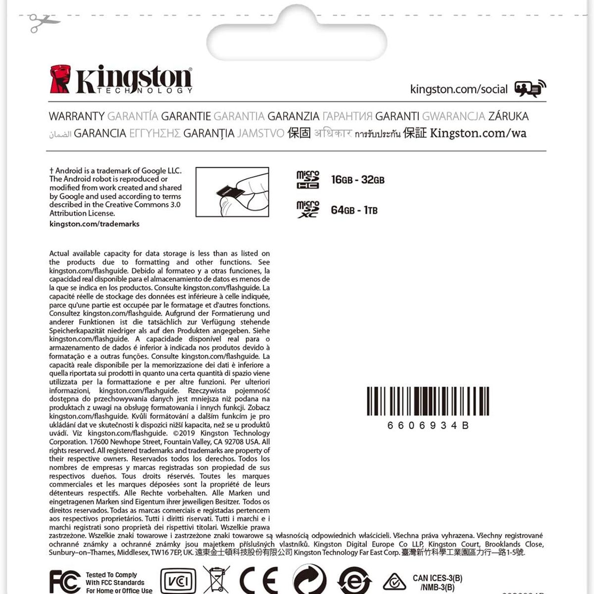 KINGSTON - MEMORIA MICRO SD KINGSTON DE 512GB 100MBs