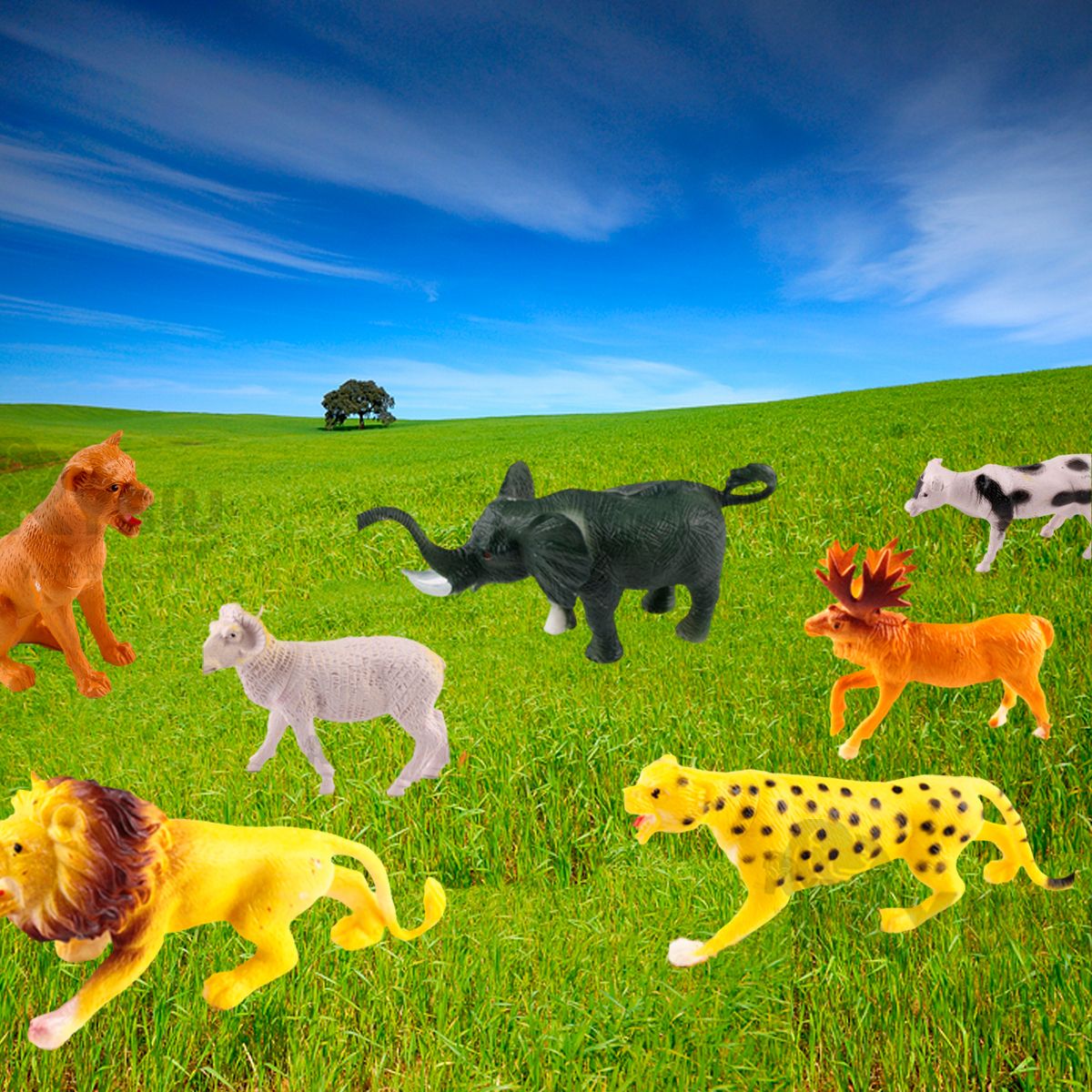 GENERICO - Set x6 Novedoso de Animalitos de Selva en Bolsa Multicolor