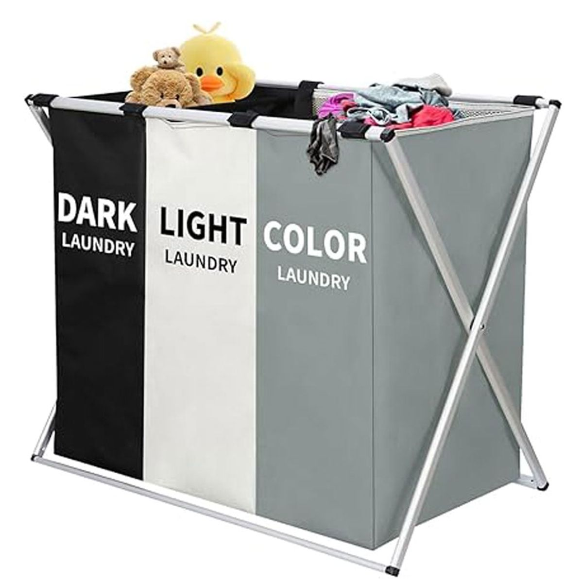 QUE PATAS PET SHOP - Cesta Organizador Plegable De Ropa Con 3 Divisiones Y Asa