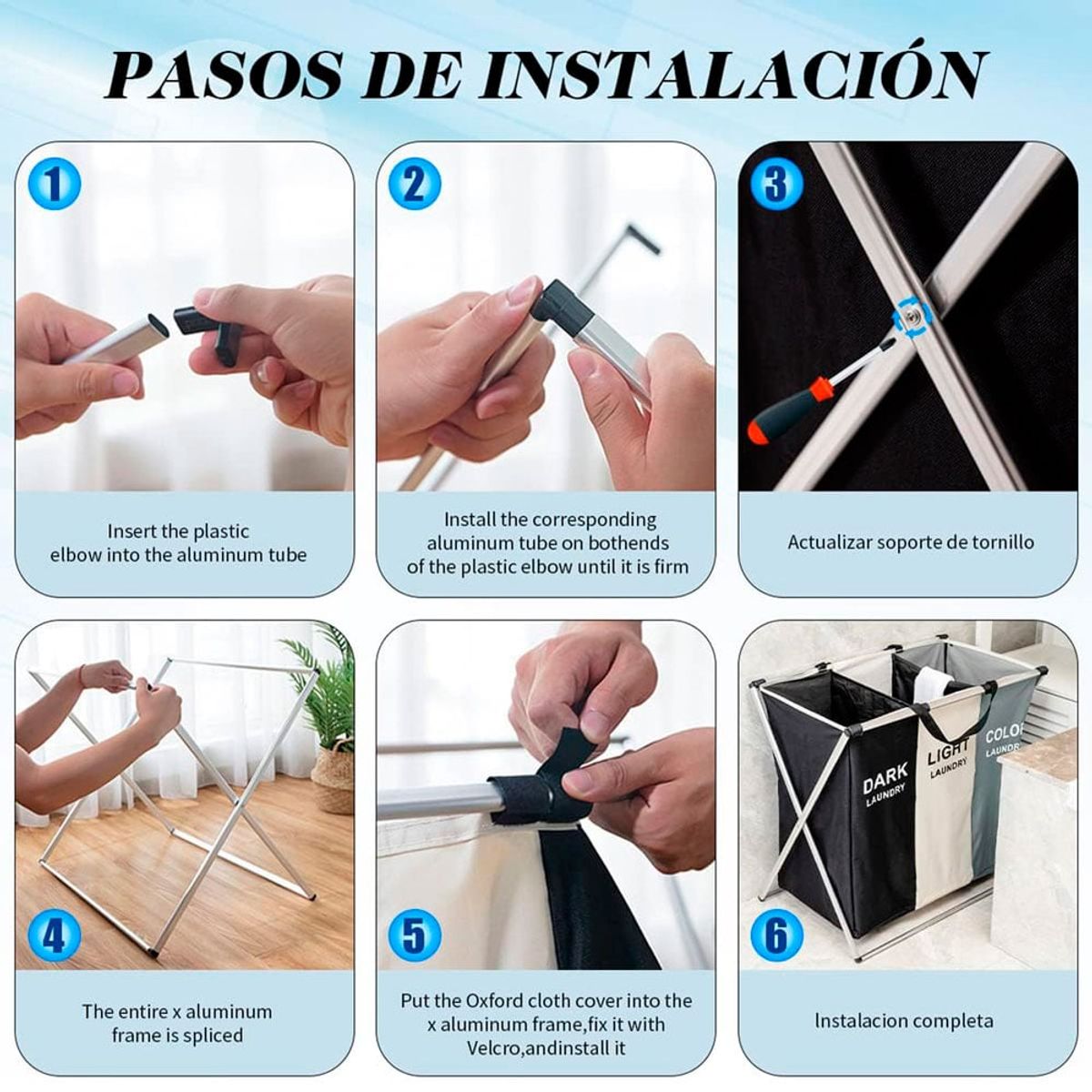 QUE PATAS PET SHOP - Cesta Organizador Plegable De Ropa Con 3 Divisiones Y Asa