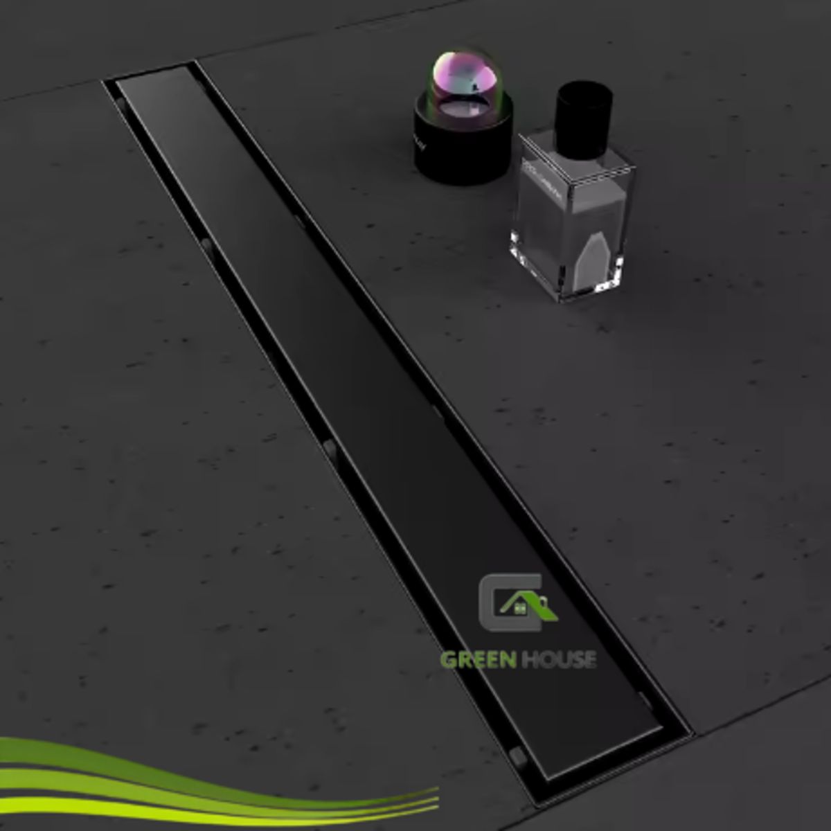 GREEN HOUSE - SUMIDERO DE ACERO SUS 304 RECTANGULAR 10 x 70 CM NEGRO