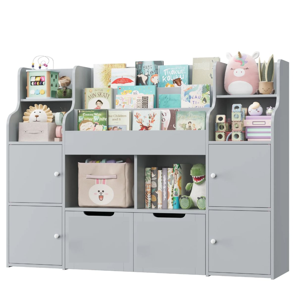 GENERICO - Estante Organizador Librero Juguetero Infantil Brandy Gris Petrox Home
