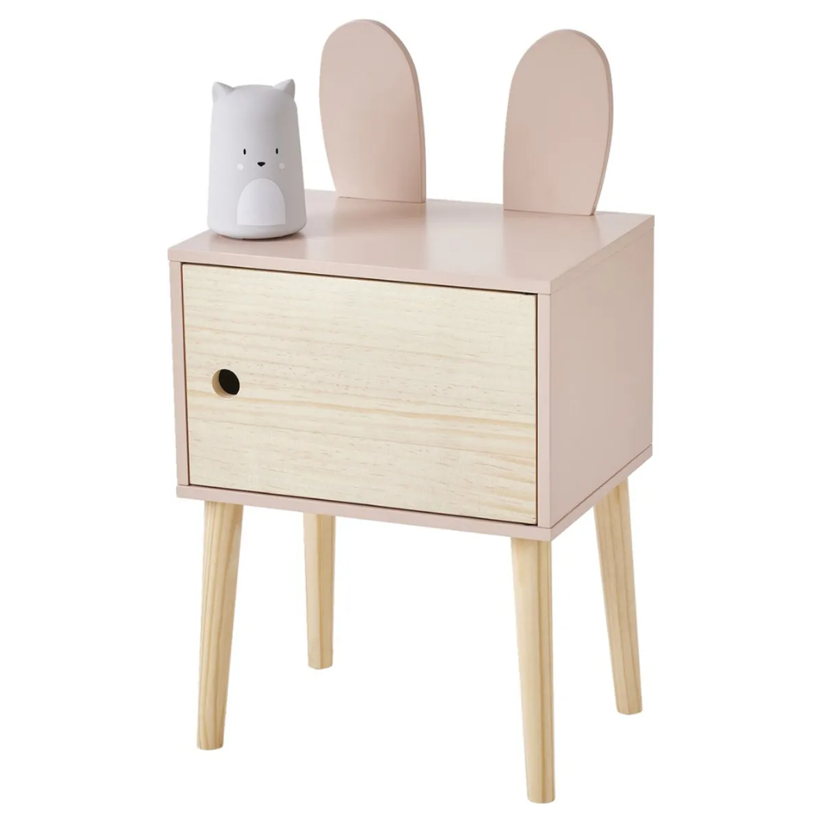 GENERICO - Velador Mesa De Noche Infantil Armado Valentina Rosa Petrox Home