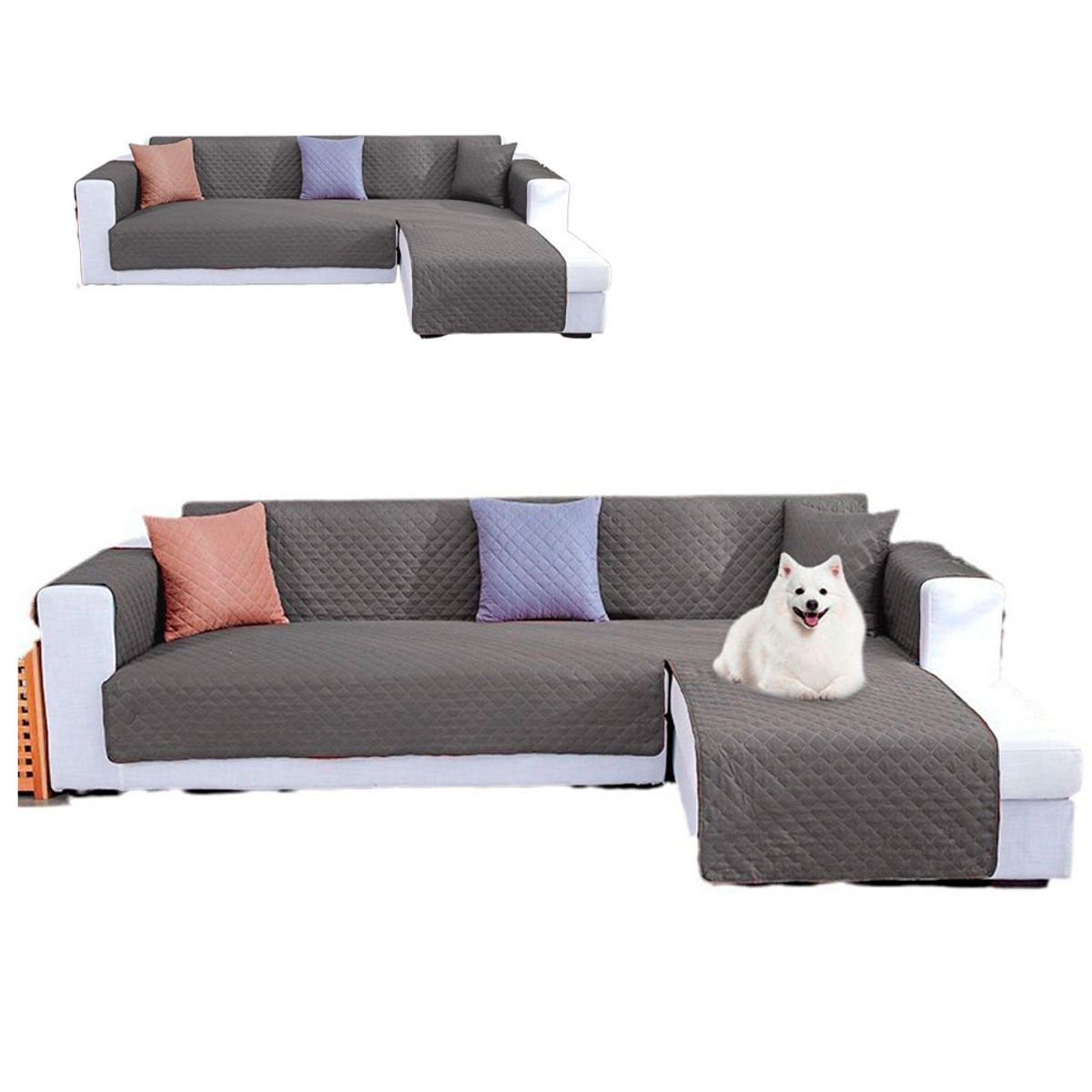 QUE PATAS PET SHOP - Cobertor Funda Para Mueble En L Para Mascotas Gris