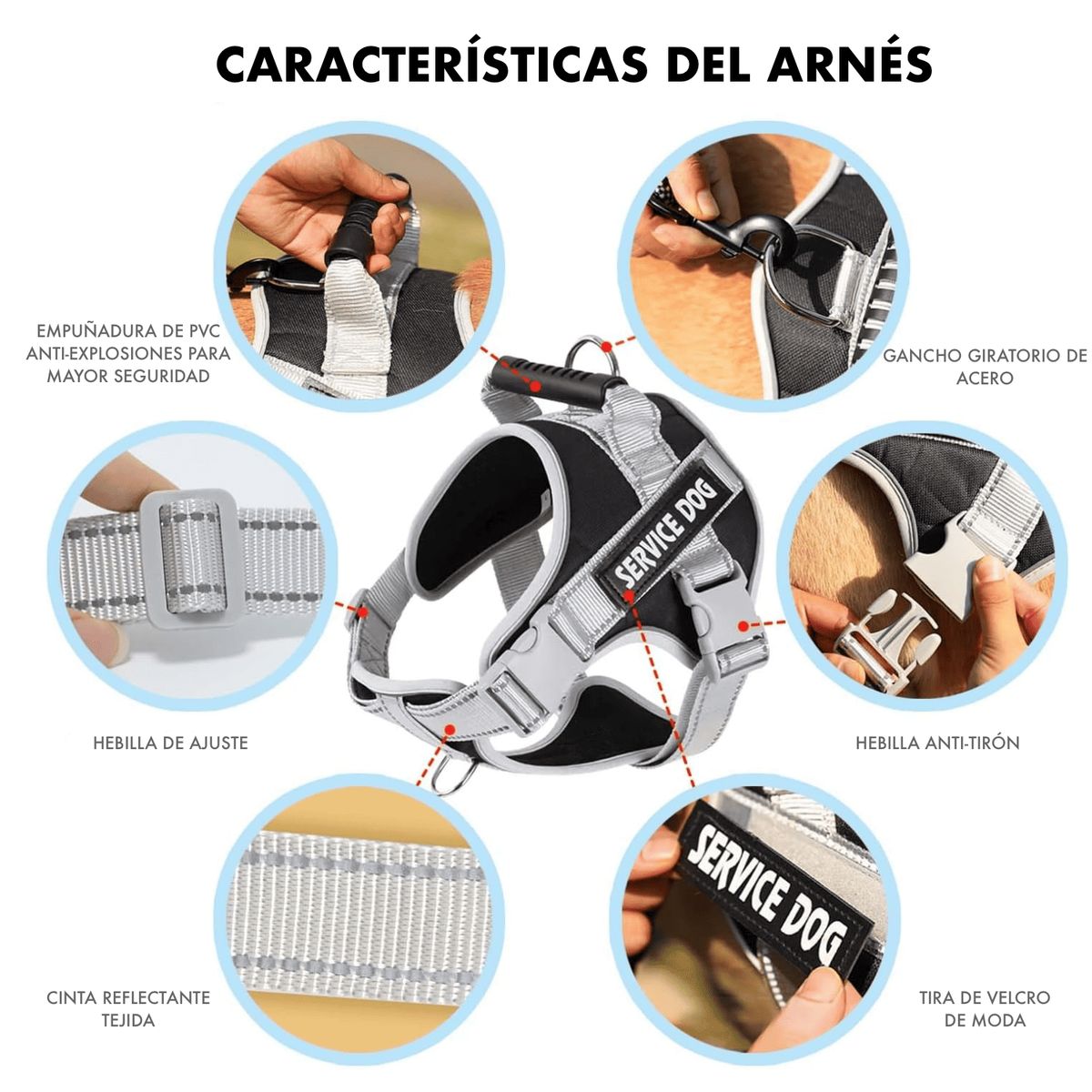 GENERICO - ARNÉS AZUL MARINO TALLA M REFLECTANTE PARA PERROS CON ASA