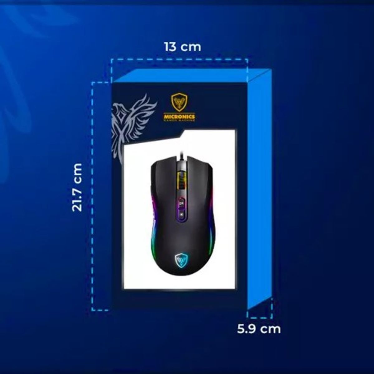 MICRONICS - MOUSE GAMER CON CABLE RGB DPI 12800 KRIPTON