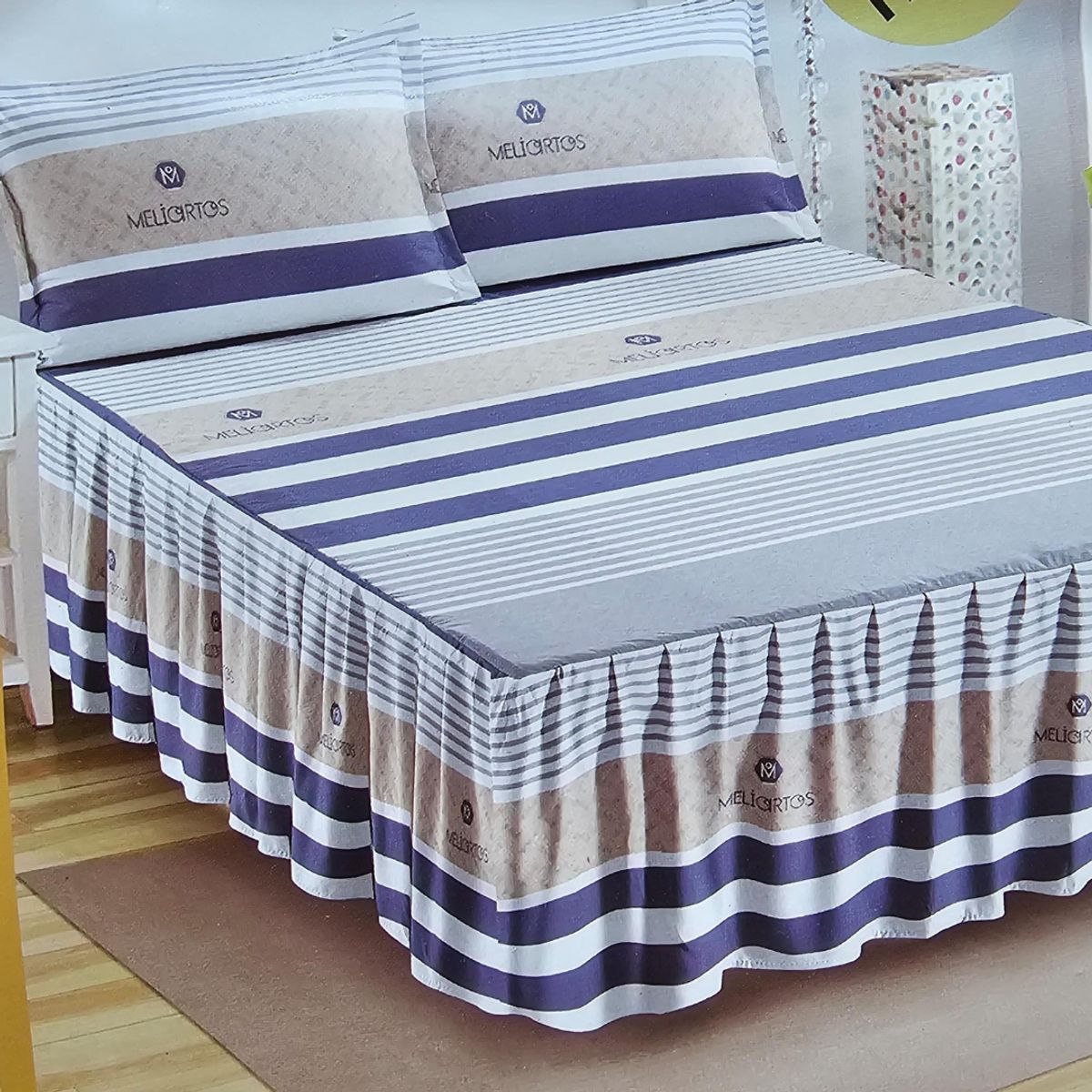 GENERICO - JUEGO DE SÁBANAS CON BLONDA TORERO DE 2 PLAZAS