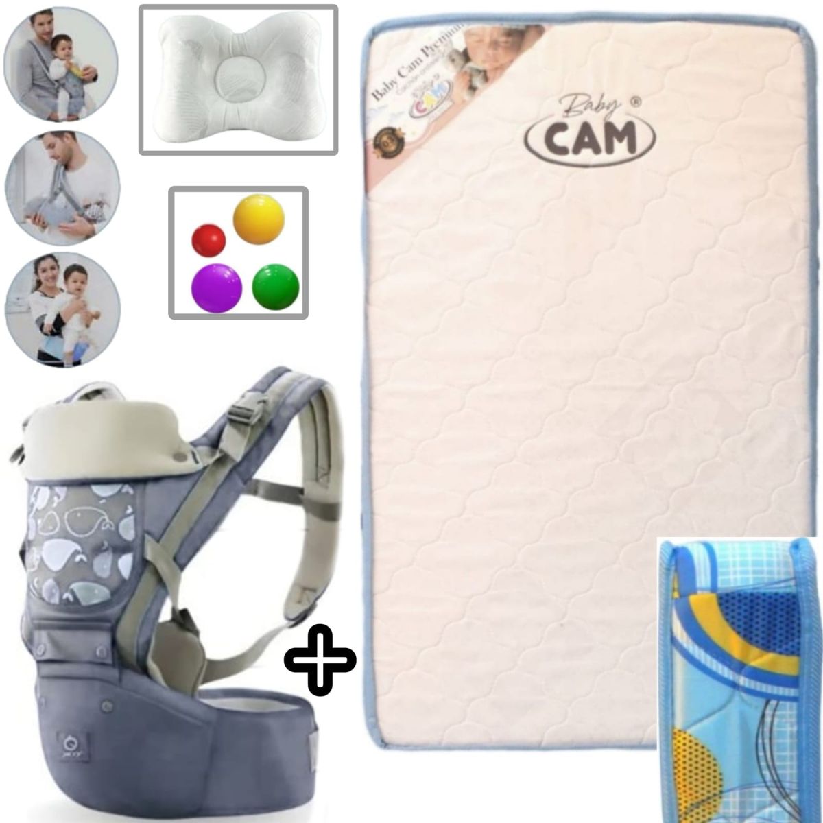 CAM - Colchón de bebe pack and play C+ Canguro Ergonómico 3 en 1 P