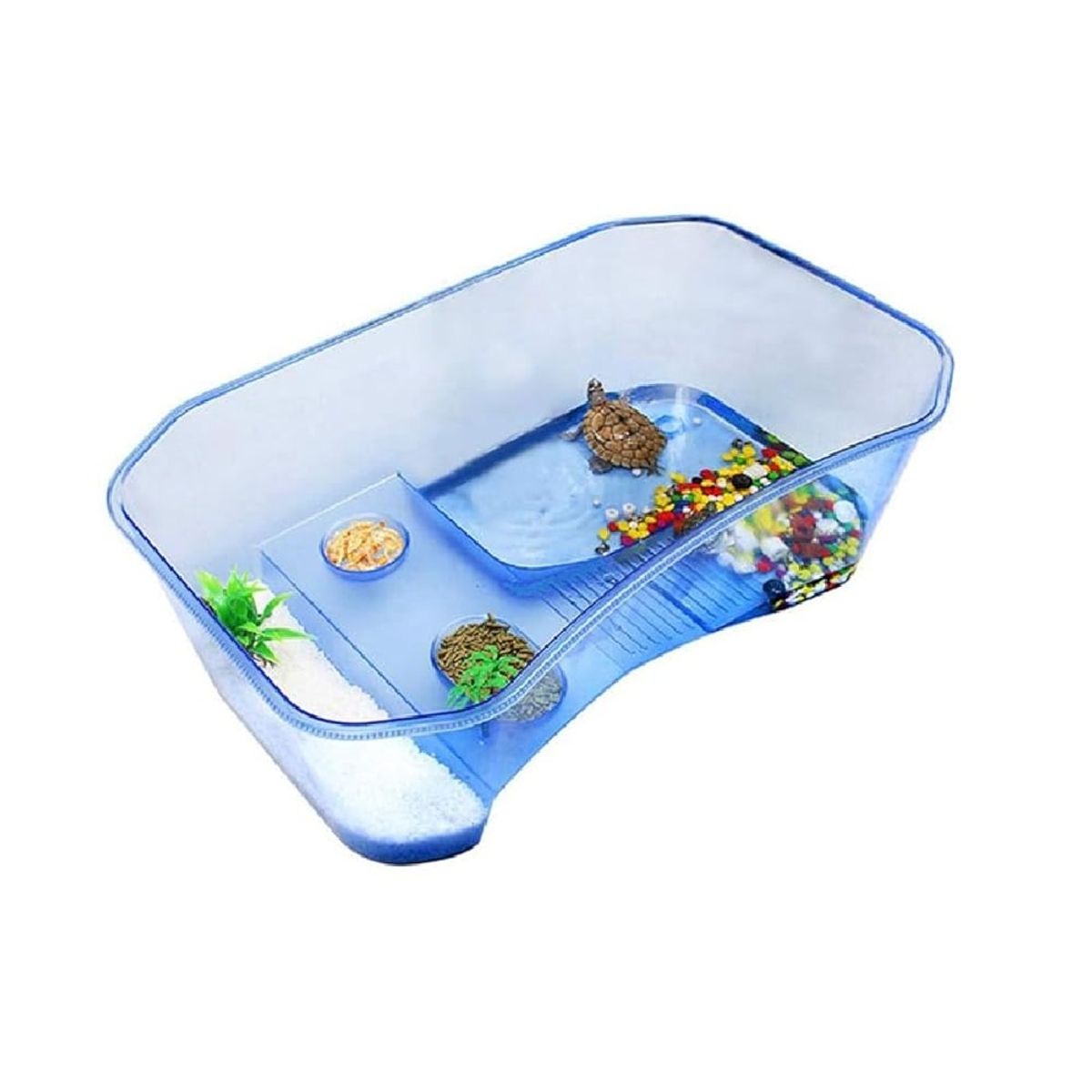 GENERICO - Tortuguero de plástico isla grande con rampa y palmera