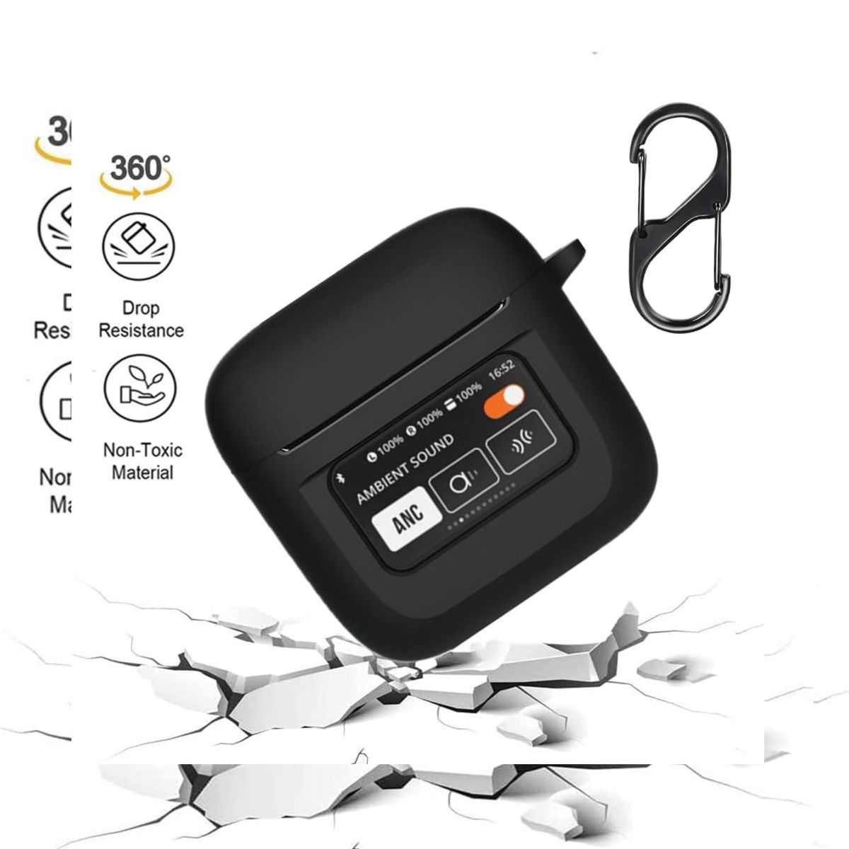 GENERICO - Funda case de silicona para audifonos JBL TOUR PRO 2 color negro