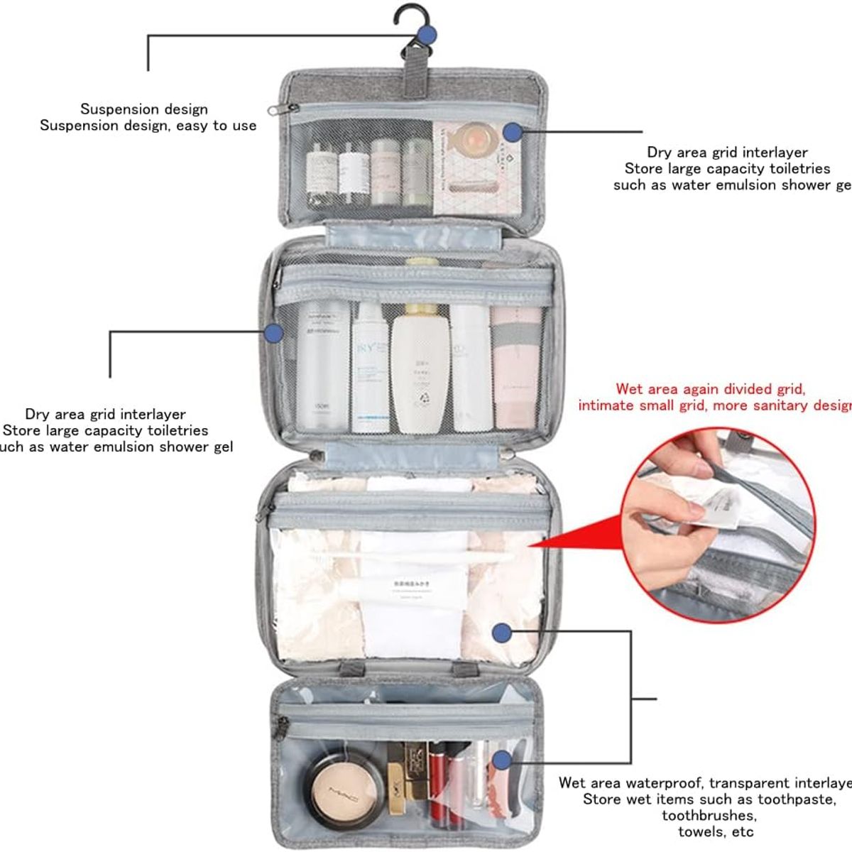 QUE PATAS PET SHOP - Bolso Portátil para Viaje Gris