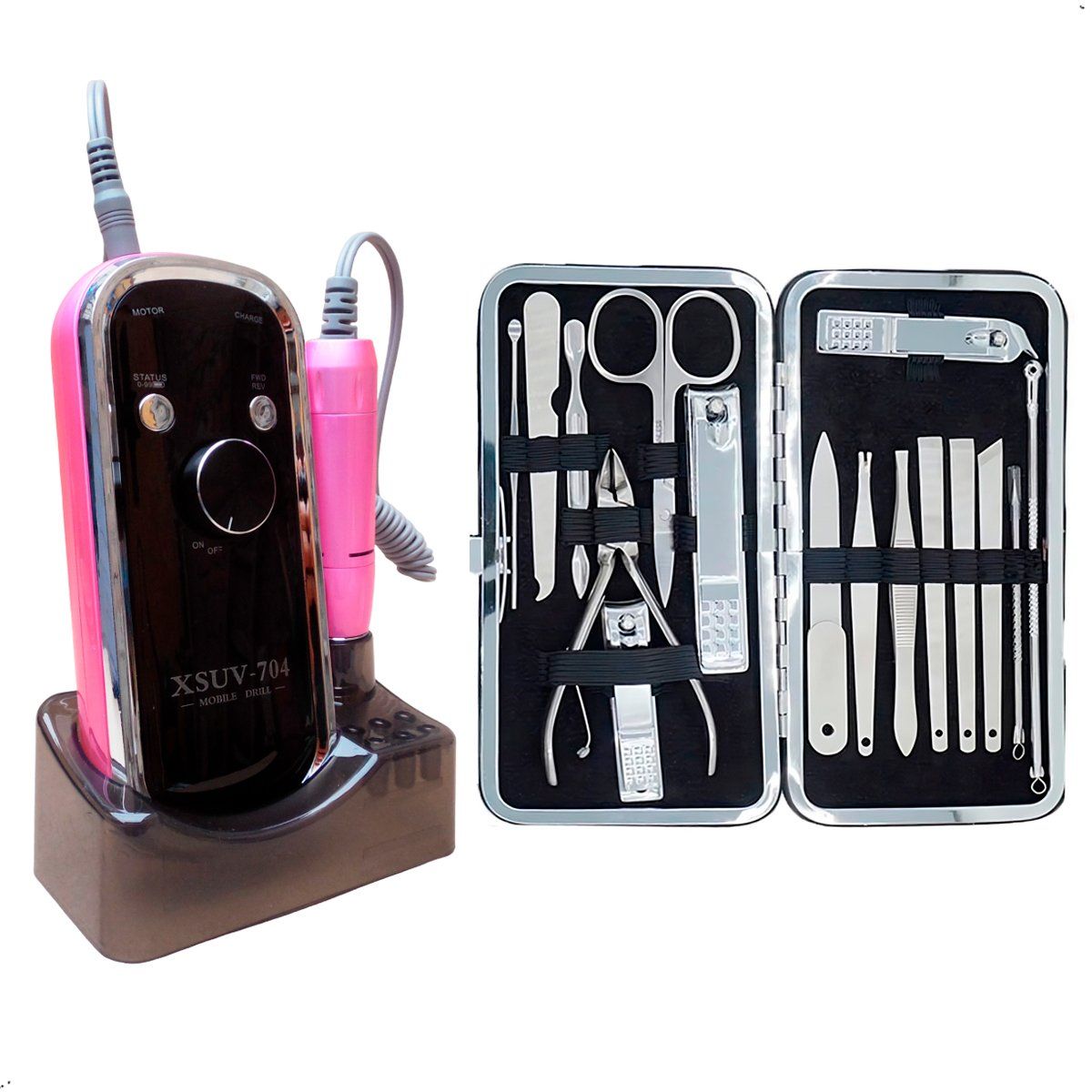 GENERICO - Pulidor De Uñas Eléctrico Portatil y Set de Manicura 16 Pzs