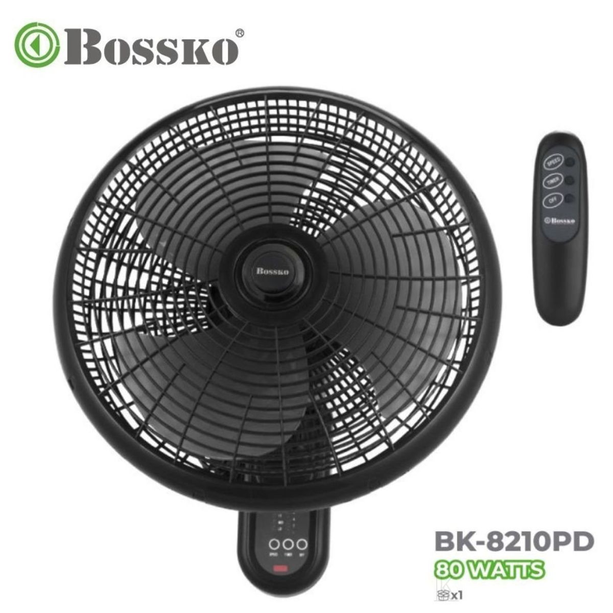 BOSSKO - Ventilador de Pared Bossko con Control Remoto BK-8210PD