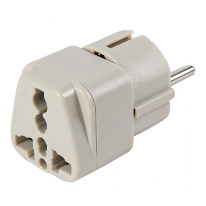 GENERICO - Adaptador Universal 1016A 250V Schuko Color Gris