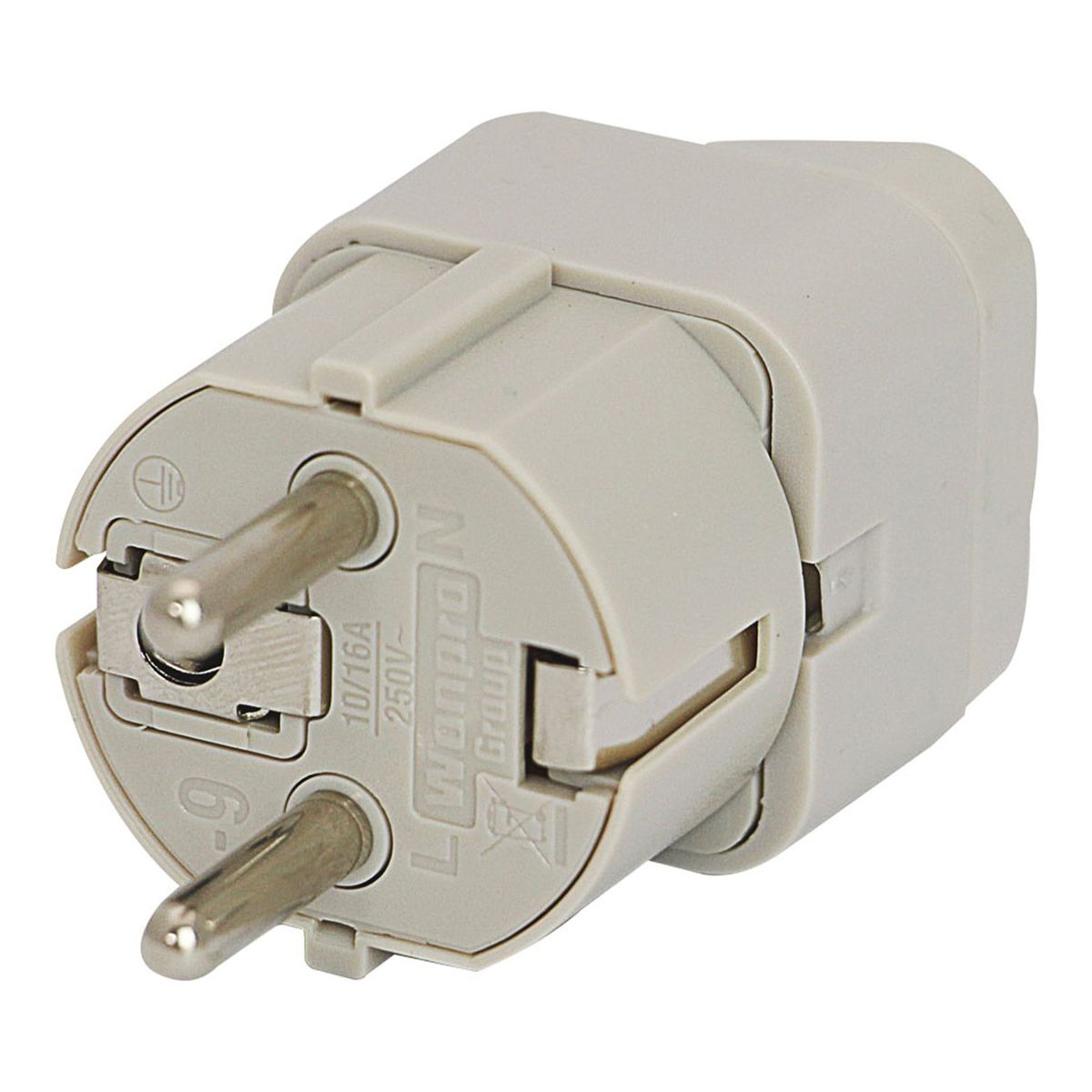 GENERICO - Adaptador Universal 1016A 250V Schuko Color Gris