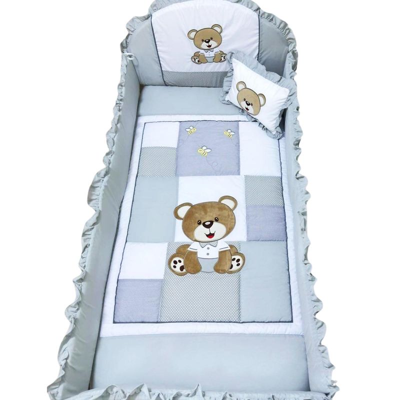 BABY MERINOS - Set de cuna y Protector - Tradición - El Osito - Plomo