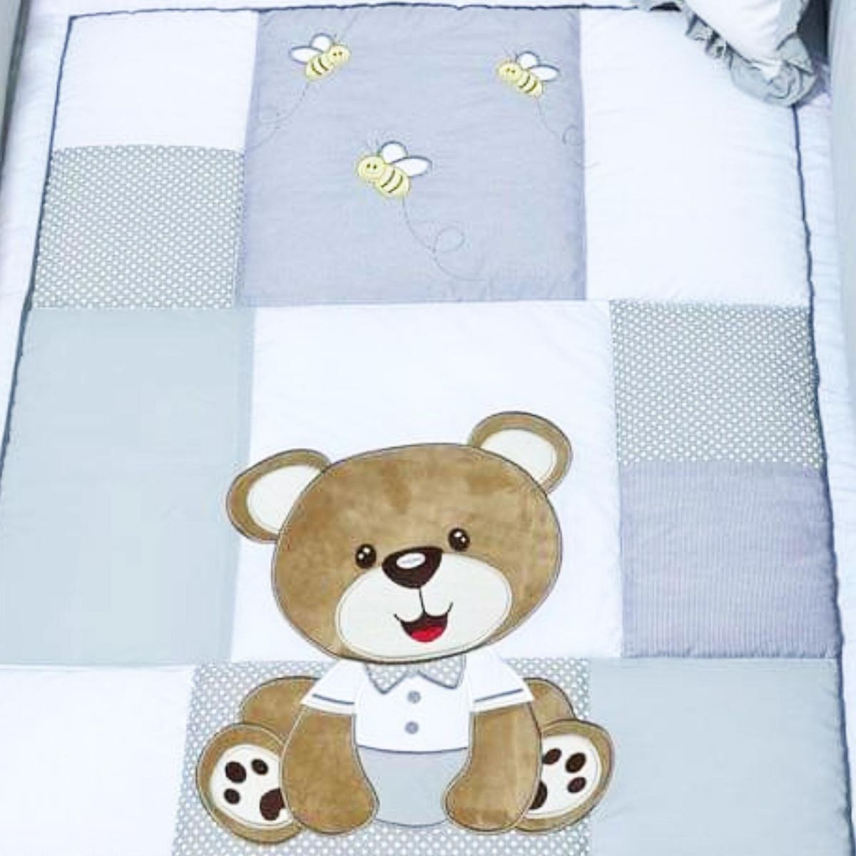 BABY MERINOS - Set de cuna y Protector - Tradición - El Osito - Plomo